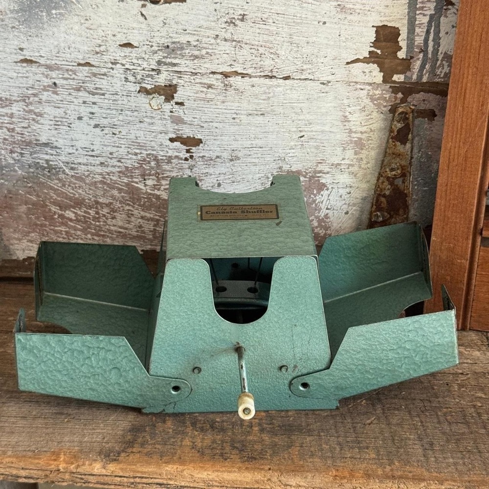 Vintage Ely Culbertson Canasta Shuffler Green Metal Wallin Foster Associates